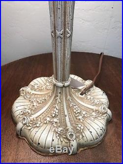 Huge Antique Vintage Slag Glass Arts & Crafts Lamp MultiColored Empire Or Miller