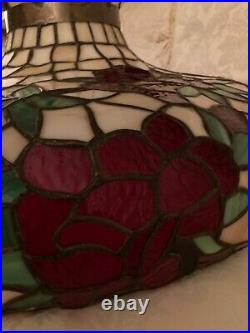 Huge Vintage Stained Glass Rose Design Ceiling Light 24