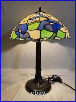 Hummingbird Lead and Slag glass table lamp