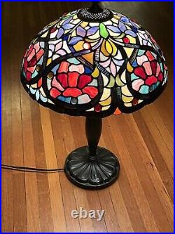 Iris Floral Mosaic Leaded Stained Slag Glass Lamp Shade 16 Gorgeous Handmade