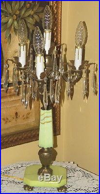 Jadite Slag Glass Table Candelabra Lamp Rewired Beautiful