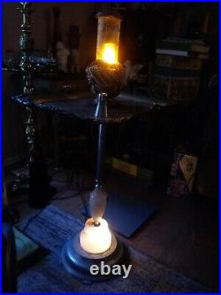 JAD Original 1920s Slag Glass Floor Lamp Cocktail / Smoking Table UNIQUE