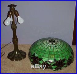 J. A. Whaley Leaded Slag Stained Glass Handel Duffner Tiffany Era Lamp