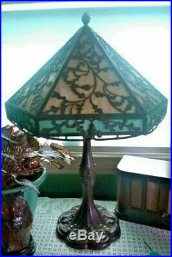 J Whaley Slag glass lamp Handel Tiffany Wilkinson Duffner slag glass era
