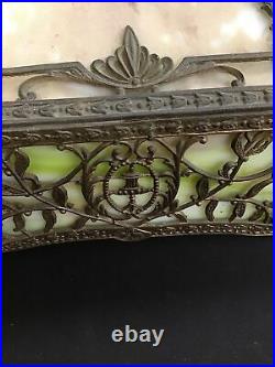 LARGE Antique Bent Panel Slag Glass Hanging Lamp Shade 24 Handel Tiffany Era