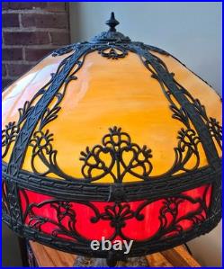 LARGE Antique Miller 956 Art Nouveau Red Slag Glass Lamp & Base 22.5 LARGE Antique Miller 956 Art Nouveau Red Slag Glass Lamp & Base 22.5