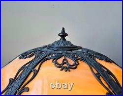 LARGE Antique Miller 956 Art Nouveau Red Slag Glass Lamp & Base 22.5