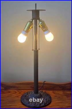 LARGE Antique Miller 956 Art Nouveau Red Slag Glass Lamp & Base 22.5