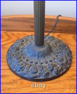 LARGE Antique Miller 956 Art Nouveau Red Slag Glass Lamp & Base 22.5