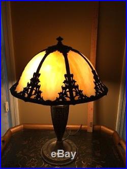 LARGE Art Nouveau Arts Crafts Slag Glass Panel Lamp 19d 24 H Pick Up Only NJ