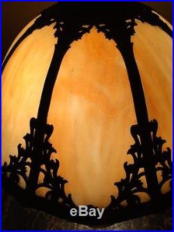 LARGE Art Nouveau Arts Crafts Slag Glass Panel Lamp 19d 24 H Pick Up Only NJ
