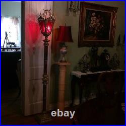 LG Vintage French Empire/Gothic Marble Palace Patio Floor Lamp-Slag Glass Style