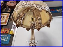L&L WMC 9266. 1972 Table LAMP Metal Slag glass. Very ornate