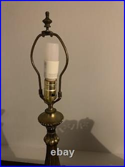 L&L WMC LOEVSKY & LOEVSKY METAL Lamp Base & Slag Glass Shade. Rare VINTAGE