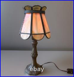 L&L WMC SLAG GLASS & Metal Small SHADED TABLE LAMP # 9583 LOEVSKY & LOEVSKY 1950