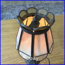L&L WMC SLAG GLASS & Metal Small SHADED TABLE LAMP # 9583 LOEVSKY & LOEVSKY 1950