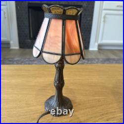 L&L WMC SLAG GLASS & Metal Small SHADED TABLE LAMP # 9583 LOEVSKY & LOEVSKY 1950