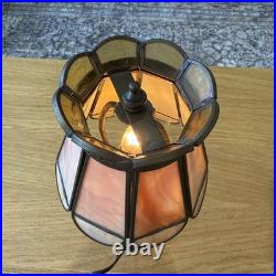L&L WMC SLAG GLASS & Metal Small SHADED TABLE LAMP # 9583 LOEVSKY & LOEVSKY 1950