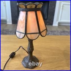 L&L WMC SLAG GLASS & Metal Small SHADED TABLE LAMP # 9583 LOEVSKY & LOEVSKY 1950