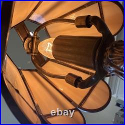 L&L WMC SLAG GLASS & Metal Small SHADED TABLE LAMP # 9583 LOEVSKY & LOEVSKY 1950