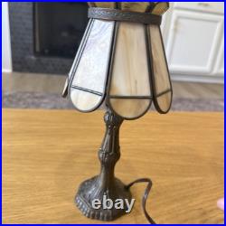 L&L WMC SLAG GLASS & Metal Small SHADED TABLE LAMP # 9583 LOEVSKY & LOEVSKY 1950