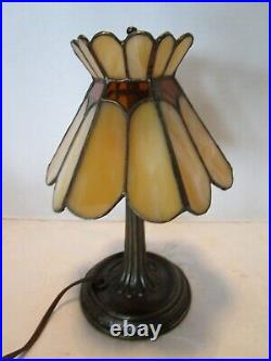 L&L WMC SLAG GLASS & Metal Small SHADED TABLE LAMP # 9771 LOEVSKY & LOEVSKY 1950