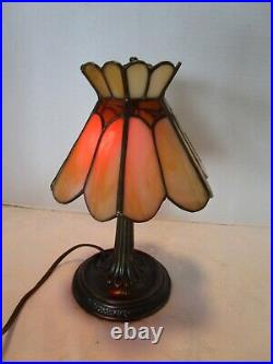 L&L WMC SLAG GLASS & Metal Small SHADED TABLE LAMP # 9771 LOEVSKY & LOEVSKY 1950