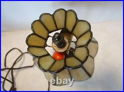 L&L WMC SLAG GLASS & Metal Small SHADED TABLE LAMP # 9771 LOEVSKY & LOEVSKY 1950