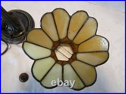 L&L WMC SLAG GLASS & Metal Small SHADED TABLE LAMP # 9771 LOEVSKY & LOEVSKY 1950
