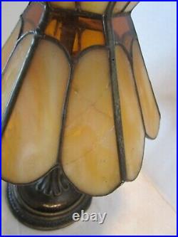 L&L WMC SLAG GLASS & Metal Small SHADED TABLE LAMP # 9771 LOEVSKY & LOEVSKY 1950