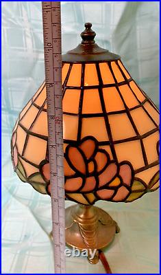 L&L WMC Vintage Bronze Cast Metal Table Lamp withSlag Glass Shade Works