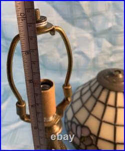 L&L WMC Vintage Bronze Cast Metal Table Lamp withSlag Glass Shade Works