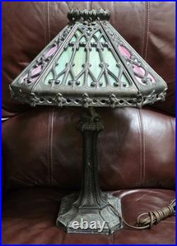 L & L Wmc Loevsky & Loevsky Lasolite Corporation Gothic Slag Glass Lamp 1971