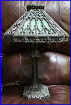 L & L Wmc Loevsky & Loevsky Lasolite Corporation Gothic Slag Glass Lamp 1971