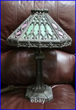 L & L Wmc Loevsky & Loevsky Lasolite Corporation Gothic Slag Glass Lamp 1971