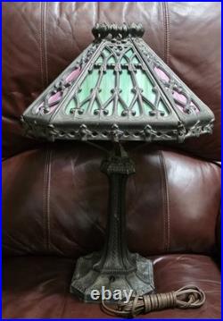 L & L Wmc Loevsky & Loevsky Lasolite Corporation Gothic Slag Glass Lamp 1971