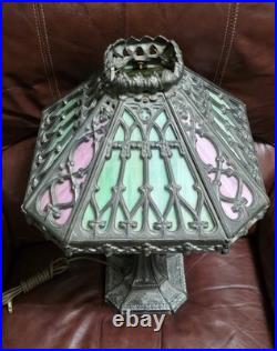 L & L Wmc Loevsky & Loevsky Lasolite Corporation Gothic Slag Glass Lamp 1971