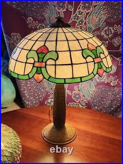Lamb Bros Leaded Lamp On Charles Parker Base Art Nouveau Deco Slag Glass Handel Lamb Bros Leaded Lamp On Charles Parker Base Art Nouveau Deco Slag Glass Handel