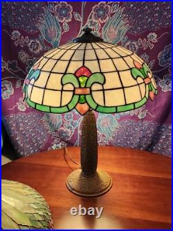 Lamb Bros Leaded Lamp On Charles Parker Base Art Nouveau Deco Slag Glass Handel Lamb Bros Leaded Lamp On Charles Parker Base Art Nouveau Deco Slag Glass Handel