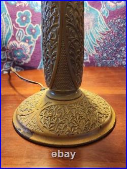 Lamb Bros Leaded Lamp On Charles Parker Base Art Nouveau Deco Slag Glass Handel