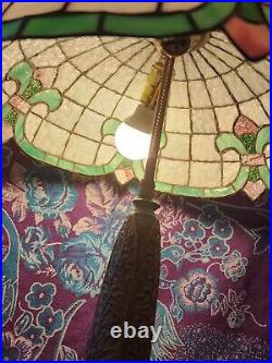 Lamb Bros Leaded Lamp On Charles Parker Base Art Nouveau Deco Slag Glass Handel