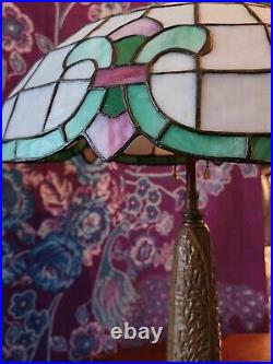 Lamb Bros Leaded Lamp On Charles Parker Base Art Nouveau Deco Slag Glass Handel Lamb Bros Leaded Lamp On Charles Parker Base Art Nouveau Deco Slag Glass Handel