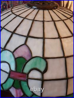 Lamb Bros Leaded Lamp On Charles Parker Base Art Nouveau Deco Slag Glass Handel