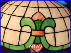 Lamb Bros Leaded Lamp On Charles Parker Base Art Nouveau Deco Slag Glass Handel