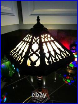 Lamp Light Metal Glass Slag Vintage Art Nouveau Victorian Antique Like Heavy
