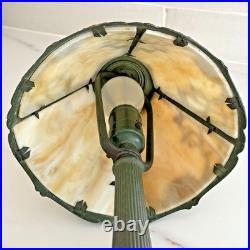 Lamp Slag Glass Antique Black Eyed Susan Daisy Floral Art Nouveau Table Lamp