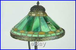 Lamp, Tiffany, Green Molten Slag Glass Art Deco Bronze, 1920's Lovely Vintage