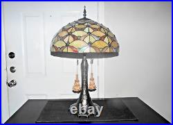 Lamps A Fancy Tiffany Style 32h Duel Pull Chained Slag-glass Themed Table Lamp