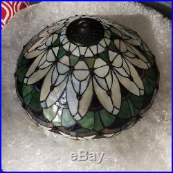 Large 16 Tiffany Style Stained Glass Lamp shade Mosaic Slag RARE Jeweled