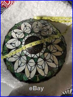 Large 16 Tiffany Style Stained Glass Lamp shade Mosaic Slag RARE Jeweled
